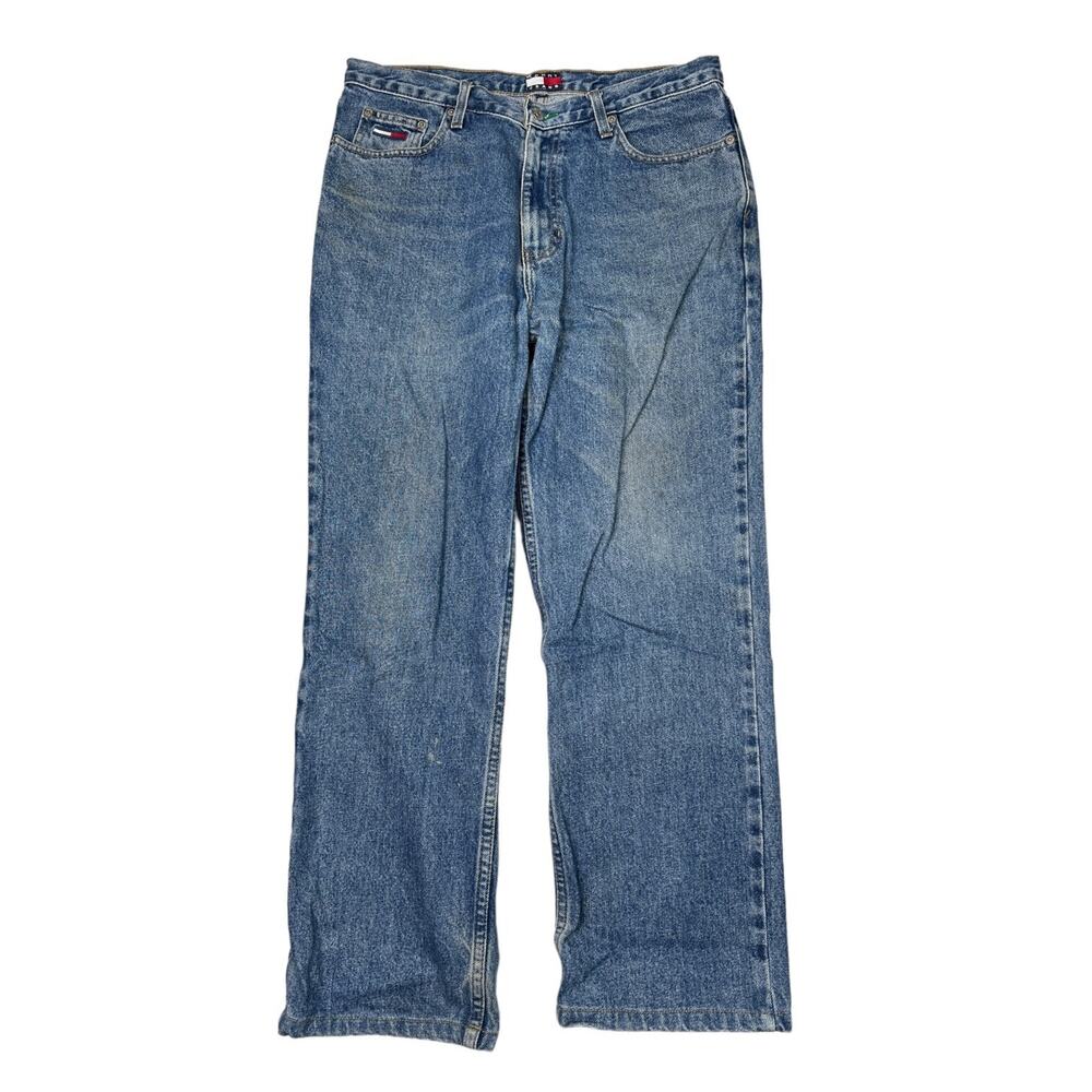 Tommy Hilfiger VTG Y2K Relaxed Fit Straight Leg Jeans Med Wash 33x28, tag 33x30